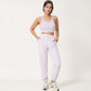 Front Zip Crop Sports Bra with Scoop Neckline and Wide Shoulder Straps for Medium Support