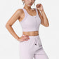 Front Zip Crop Sports Bra with Scoop Neckline and Wide Shoulder Straps for Medium Support