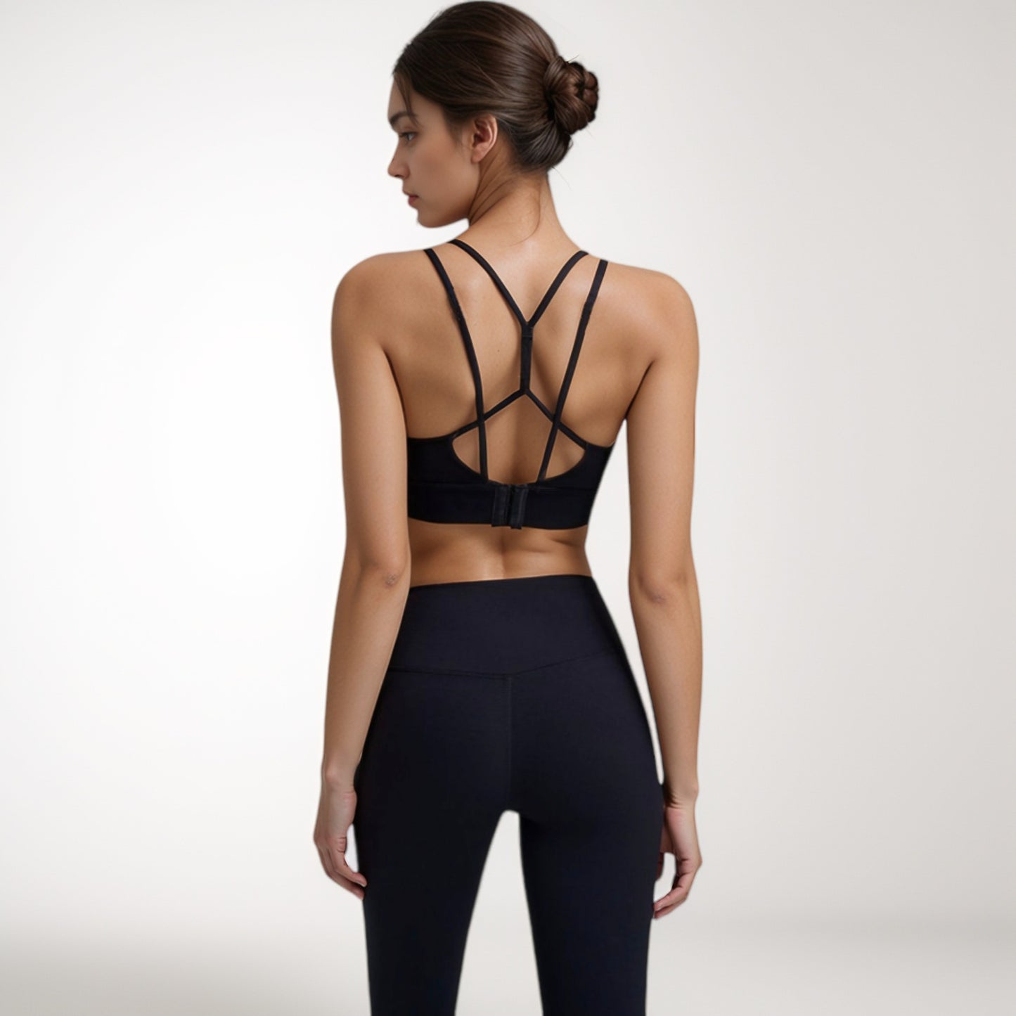 Strappy Sports Bra with Scoop Neckline and Double Strap Detail for Flexible Low to Medium Impact Support