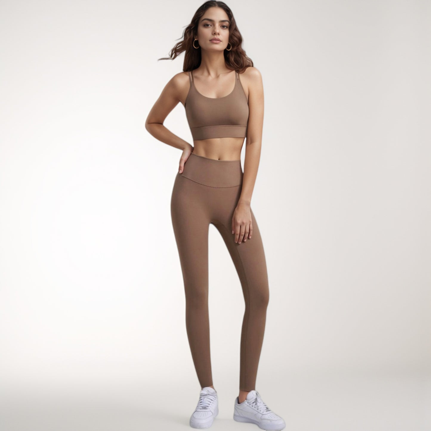 Strappy Sports Bra with Scoop Neckline and Double Strap Detail for Flexible Low to Medium Impact Support