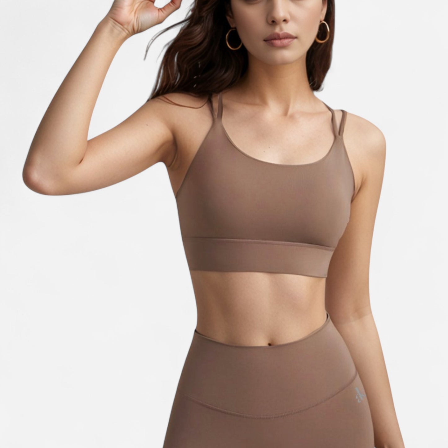 Strappy Sports Bra with Scoop Neckline and Double Strap Detail for Flexible Low to Medium Impact Support