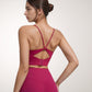 Scoop Neck Sports Bra with Thin Adjustable Straps and Wide Elastic Band for Comfortable Light Support