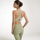 Scoop Neck Sports Bra with Wide Shoulder Straps and Elastic Band for Medium Support