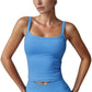 Women's Fitted Stretch Camisole Tank Top with Square Neckline and Thin Shoulder Straps