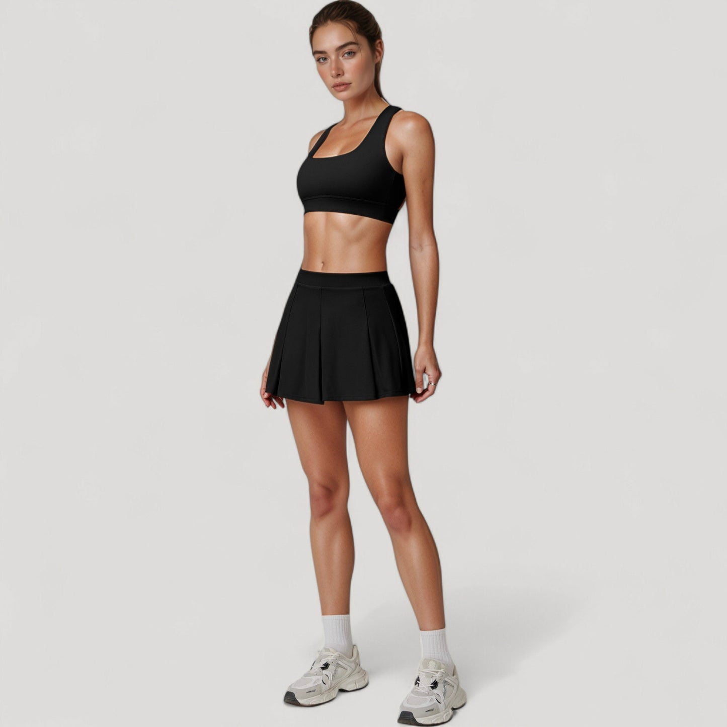 Women's Square Neckline Sports Bra with Supportive Underband for Low to Medium Impact Activities