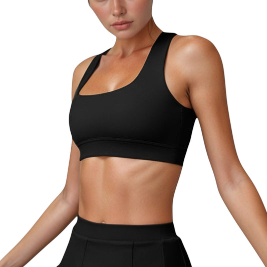Women's Square Neckline Sports Bra with Supportive Underband for Low to Medium Impact Activities