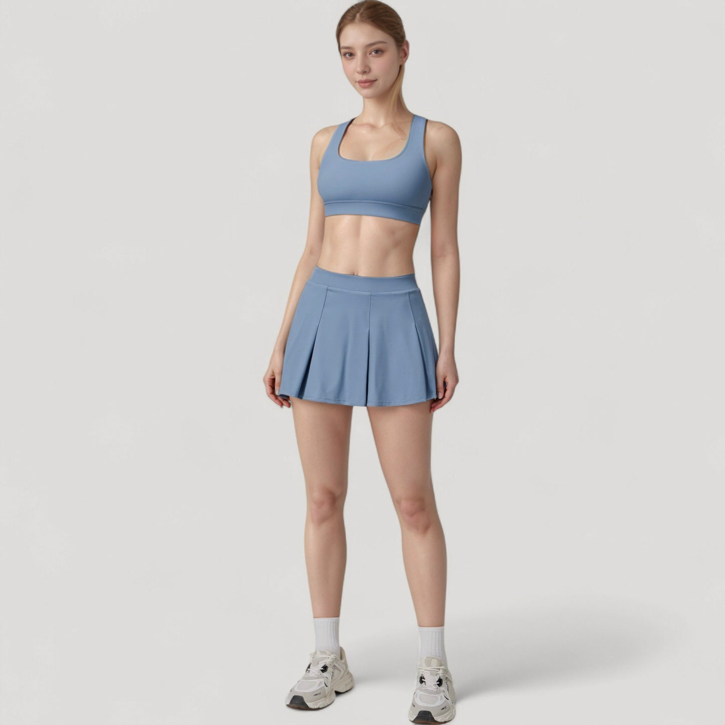 Women's Square Neckline Sports Bra with Supportive Underband for Low to Medium Impact Activities