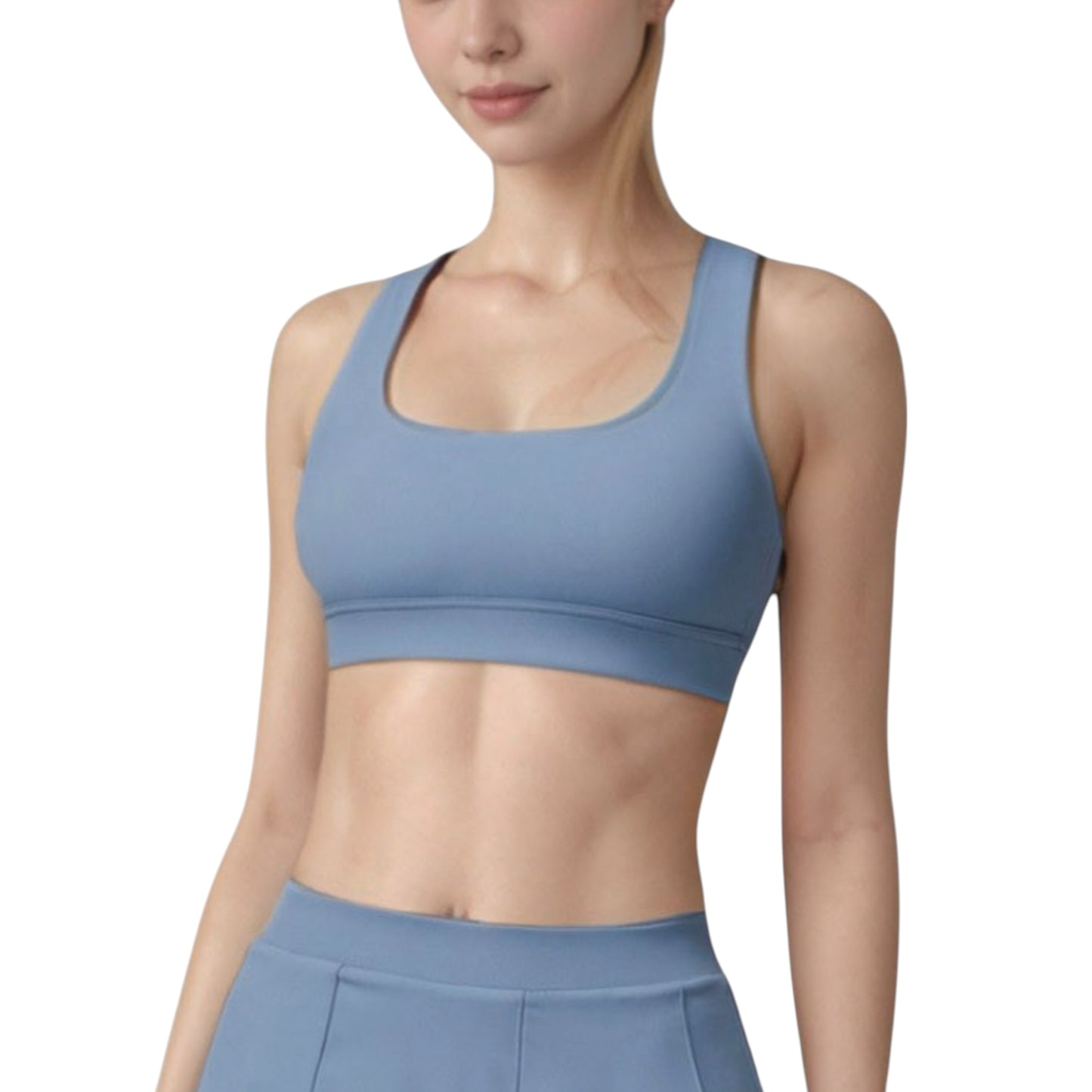 Women's Square Neckline Sports Bra with Supportive Underband for Low to Medium Impact Activities