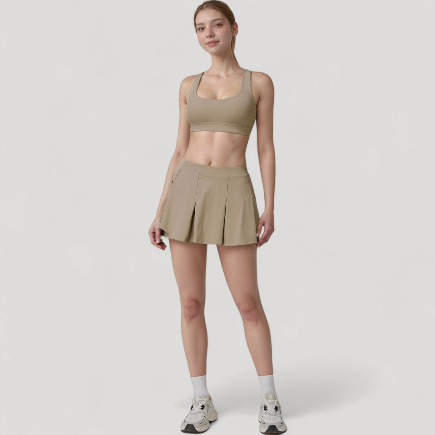 Women's Square Neckline Sports Bra with Supportive Underband for Low to Medium Impact Activities