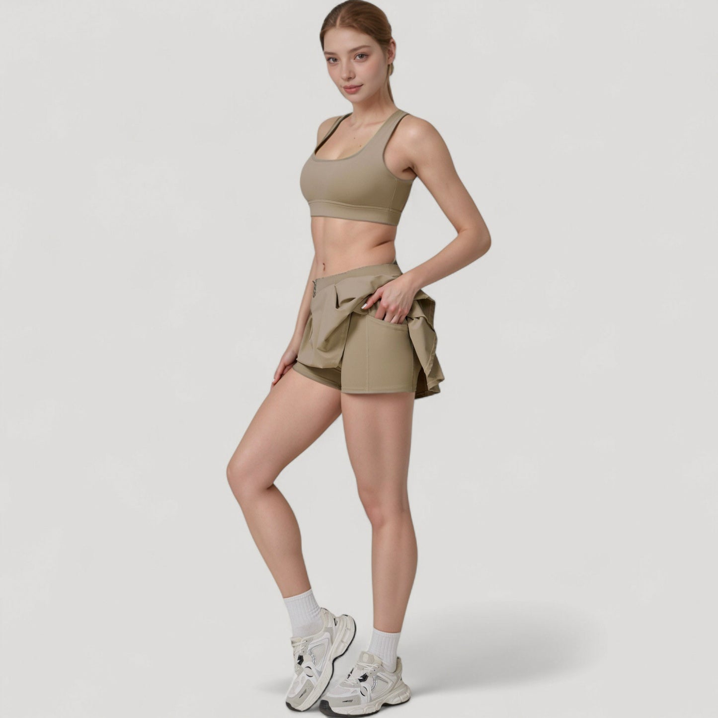 Women's Square Neckline Sports Bra with Supportive Underband for Low to Medium Impact Activities