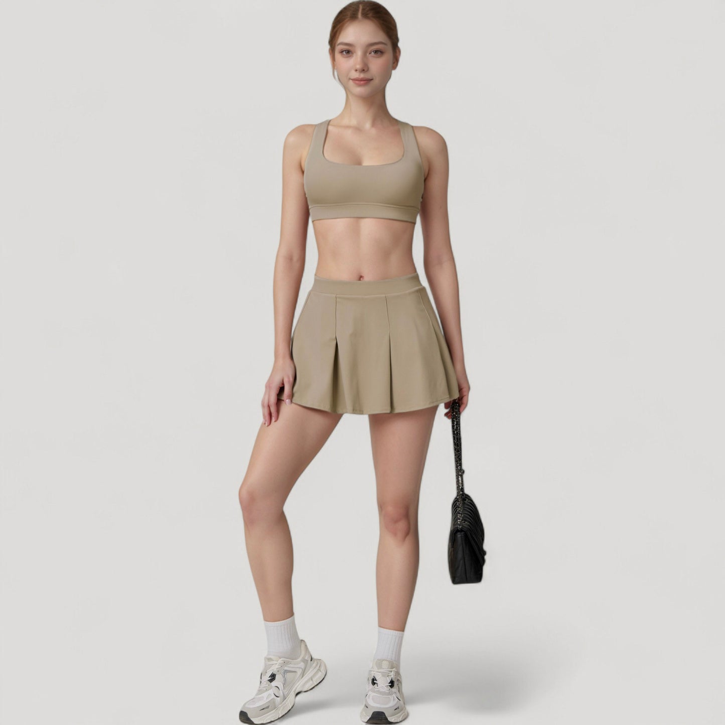 Women's Square Neckline Sports Bra with Supportive Underband for Low to Medium Impact Activities