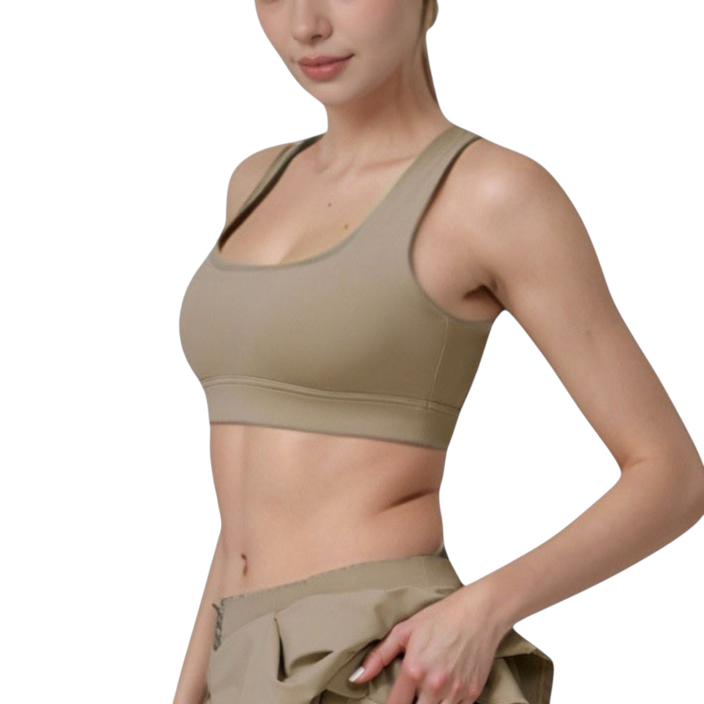 Women's Square Neckline Sports Bra with Supportive Underband for Low to Medium Impact Activities