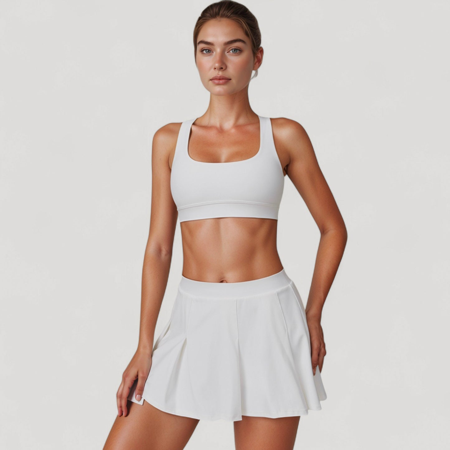 Women's Square Neckline Sports Bra with Supportive Underband for Low to Medium Impact Activities