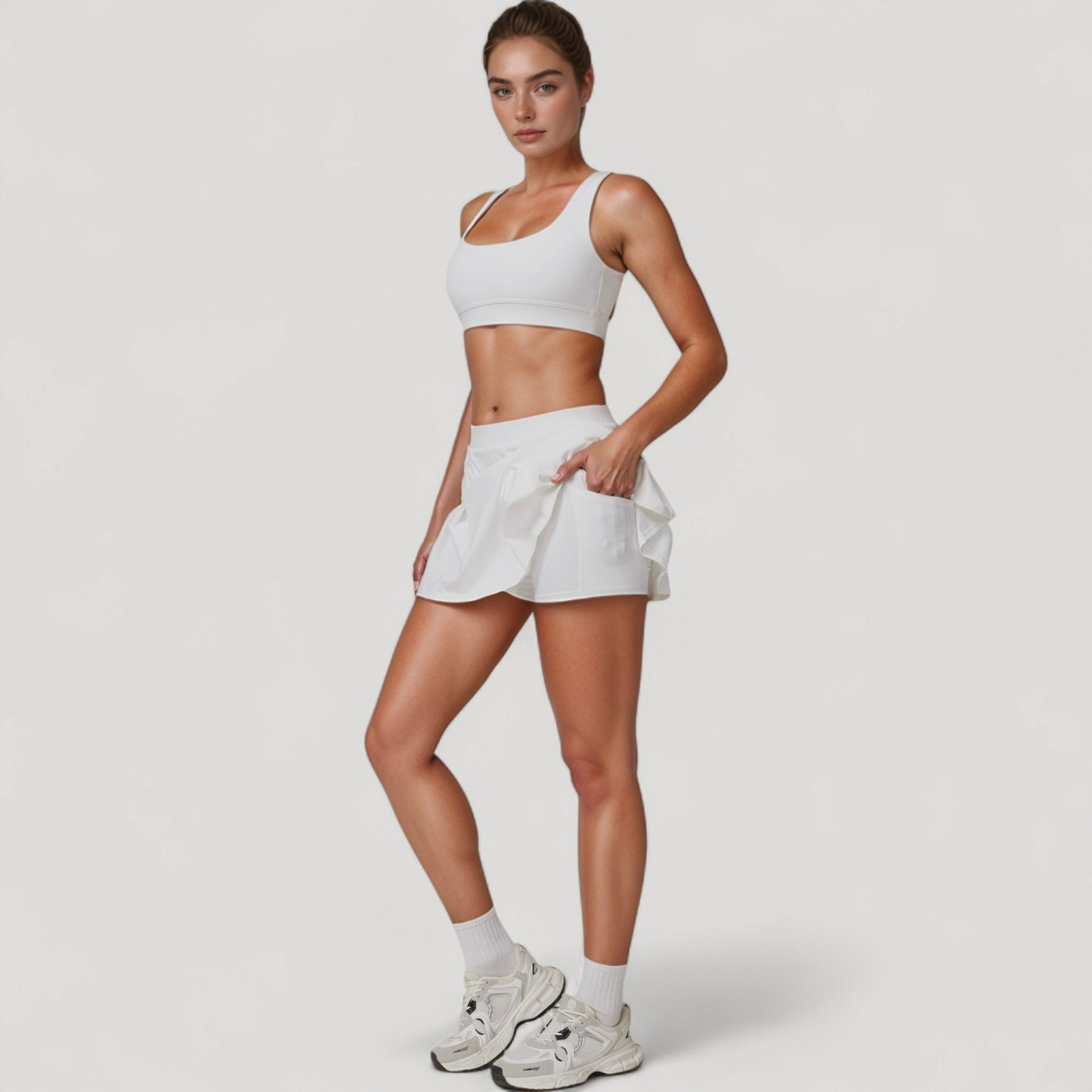 Women's Square Neckline Sports Bra with Supportive Underband for Low to Medium Impact Activities