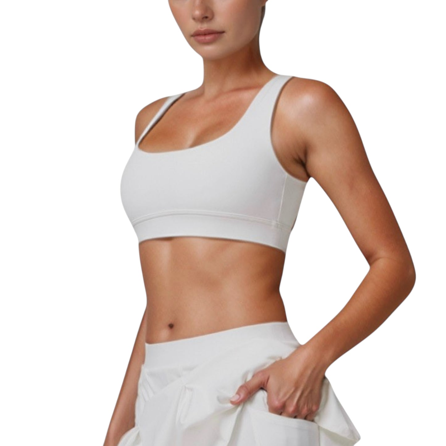 Women's Square Neckline Sports Bra with Supportive Underband for Low to Medium Impact Activities