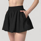 Women's High Waist Pleated Mini Skirt with Wide Waistband and Side Pockets