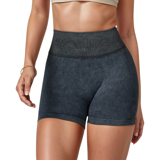 Women's High Waist Ribbed Seamless Biker Shorts with Stretch Fabric and Smooth Fit