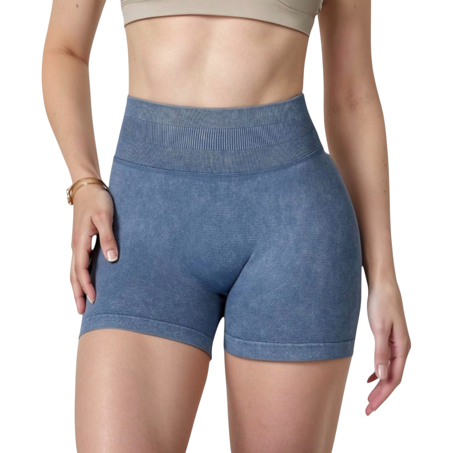 Women's High Waist Ribbed Seamless Biker Shorts with Stretch Fabric and Smooth Fit
