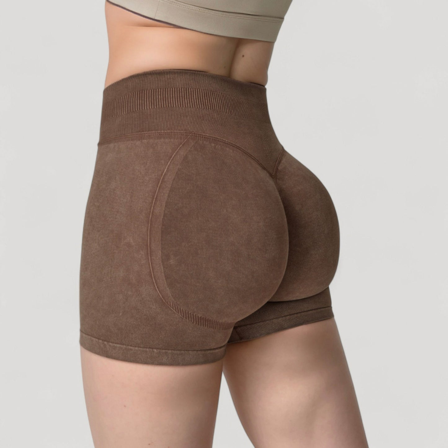 Women's High Waist Ribbed Seamless Biker Shorts with Stretch Fabric and Smooth Fit