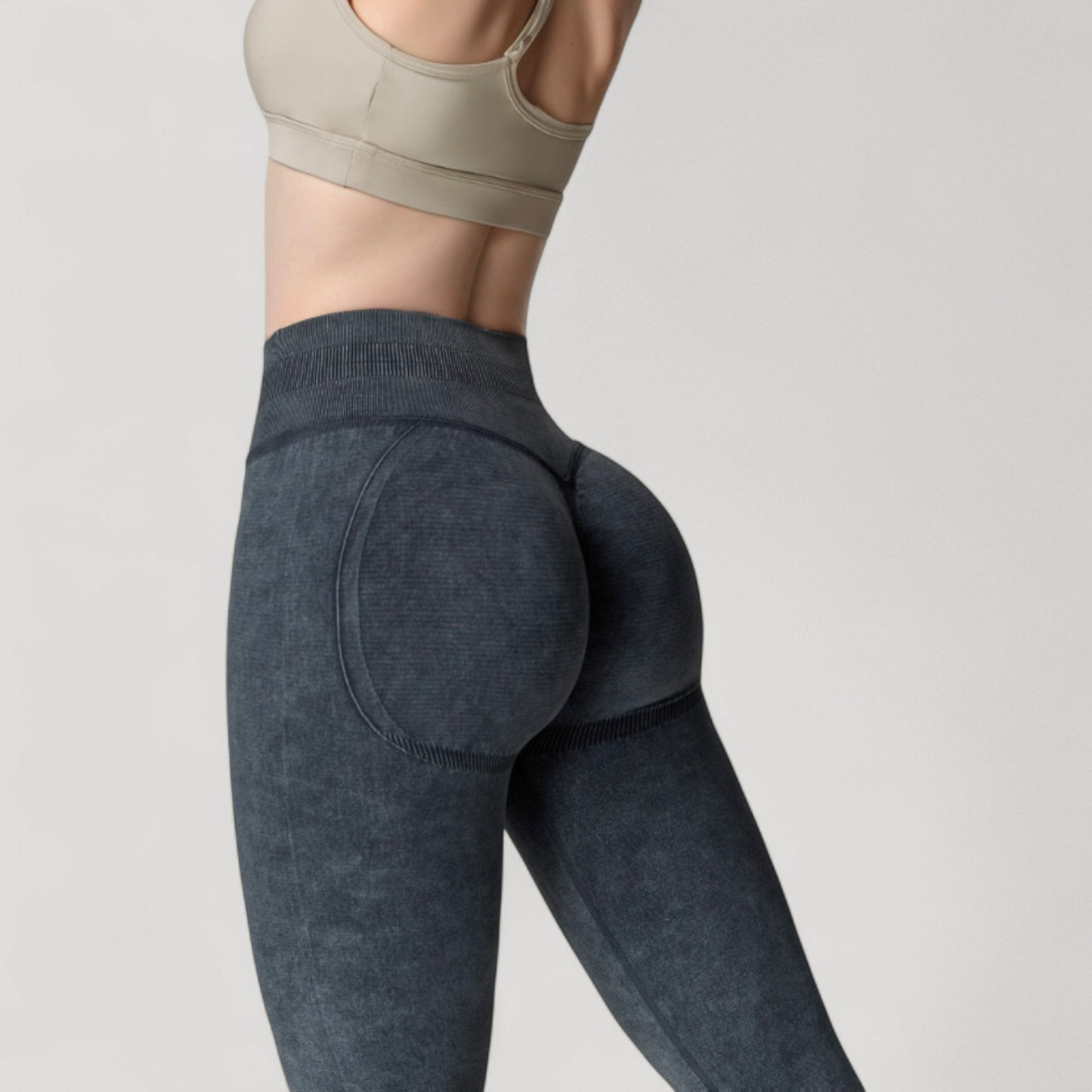 Women's Seamless Ribbed High Waist Full Length Leggings with Compression Fit