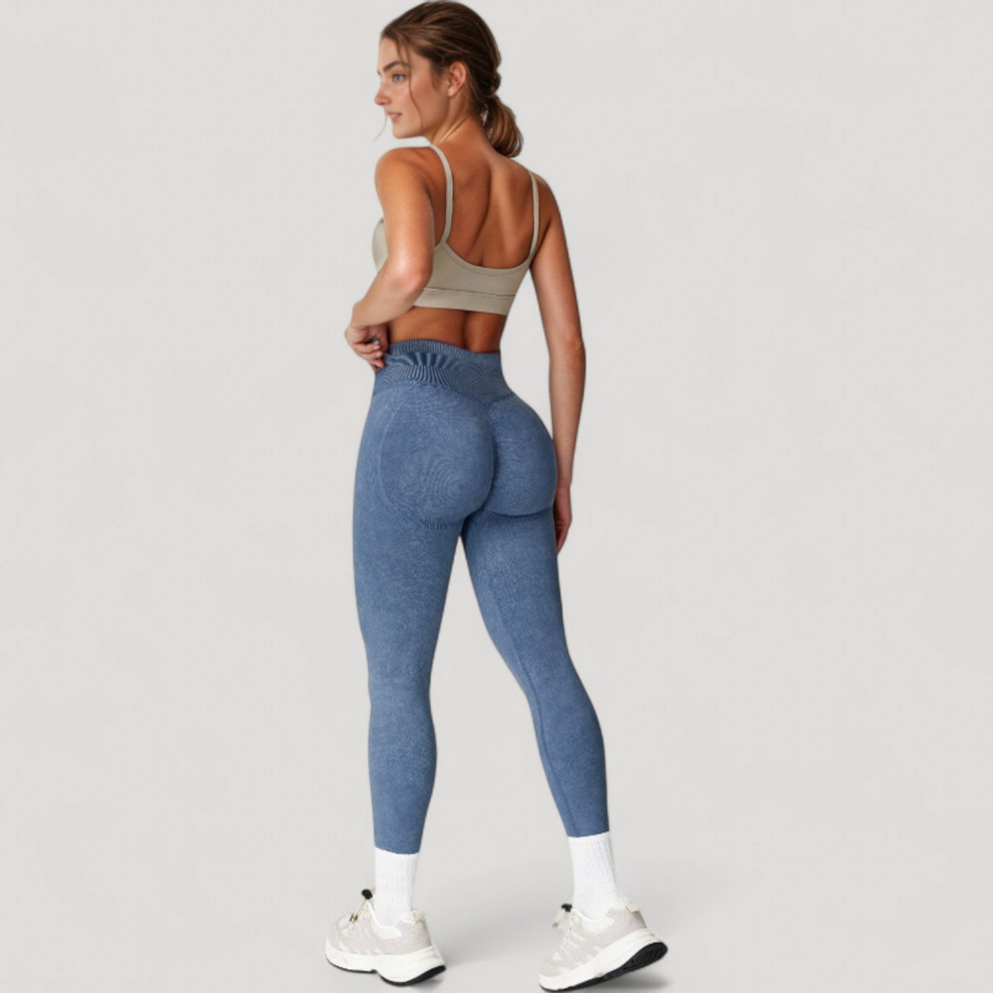 Women's Seamless Ribbed High Waist Full Length Leggings with Compression Fit