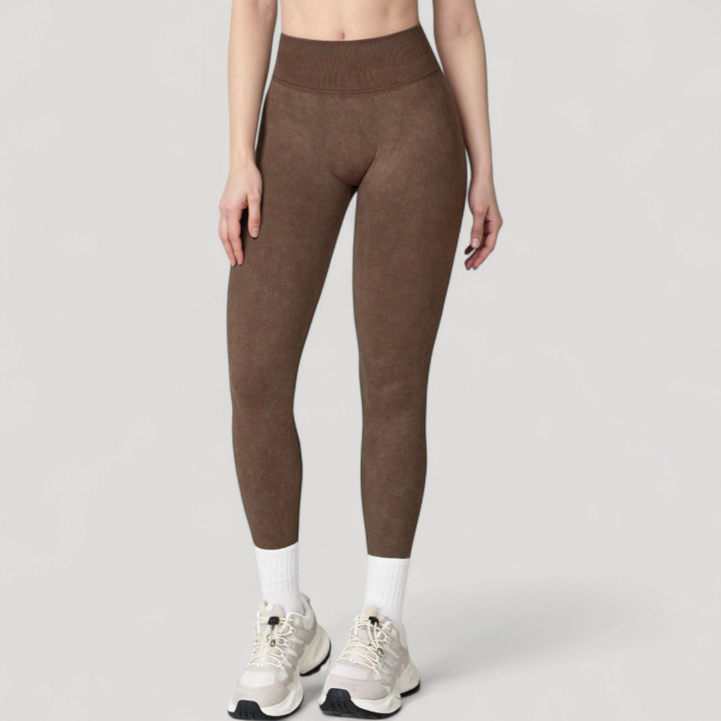 Women's Seamless Ribbed High Waist Full Length Leggings with Compression Fit