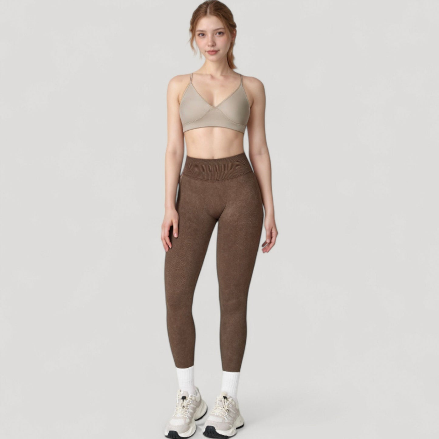 Women's Seamless Ribbed High Waist Full Length Leggings with Compression Fit