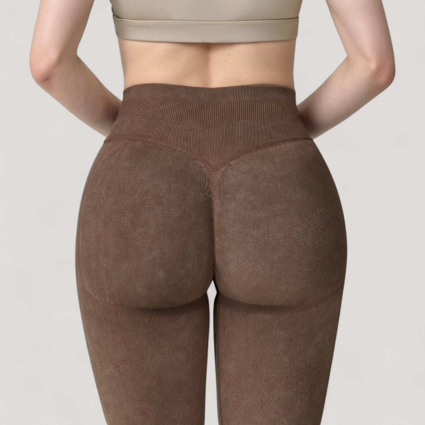 Women's Seamless Ribbed High Waist Full Length Leggings with Compression Fit