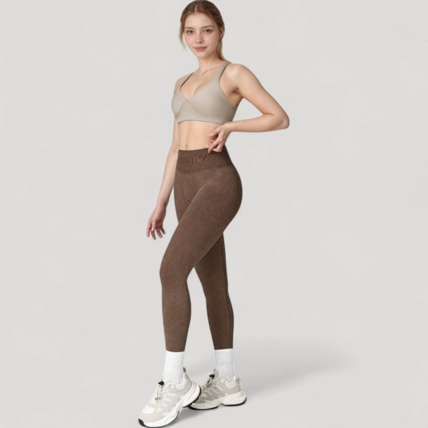 Women's Seamless Ribbed High Waist Full Length Leggings with Compression Fit