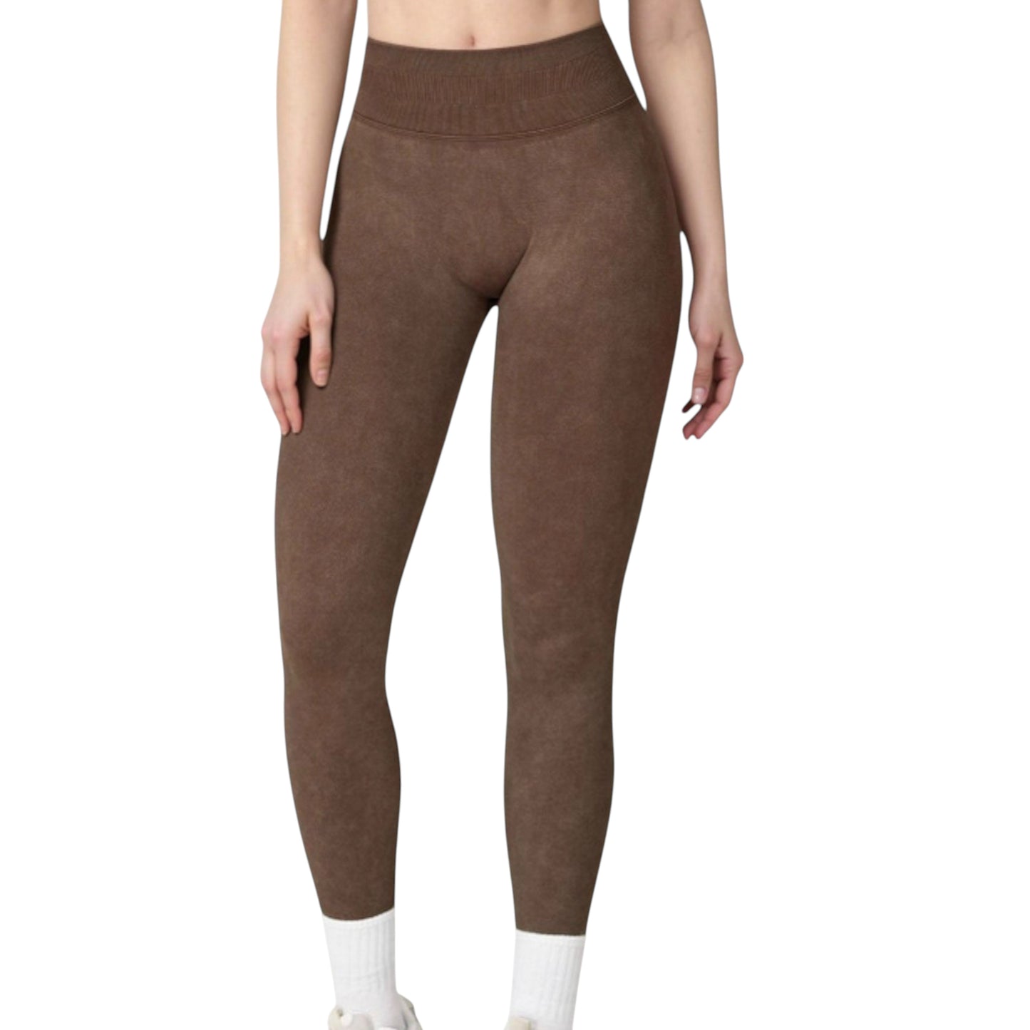 Women's Seamless Ribbed High Waist Full Length Leggings with Compression Fit