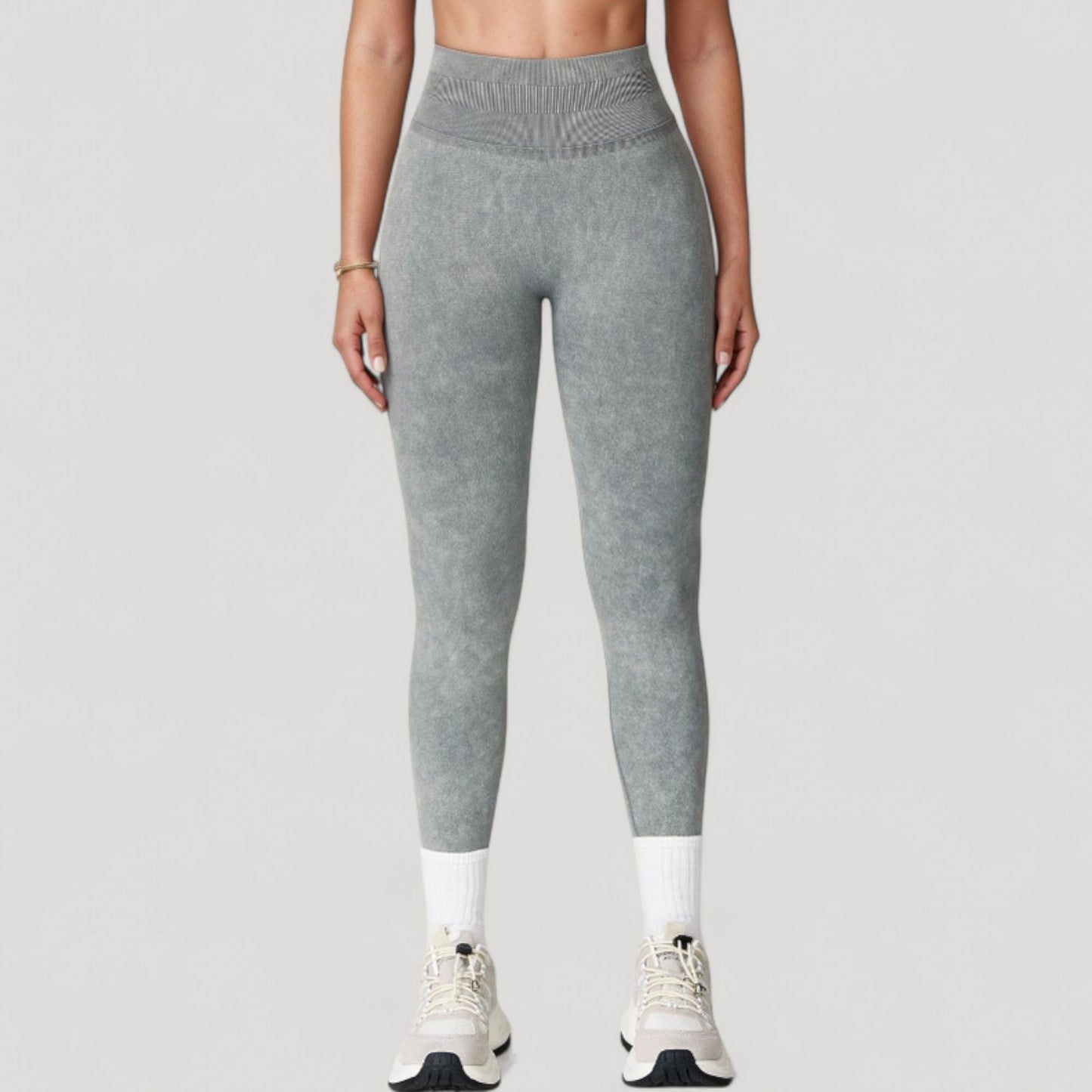 Women's Seamless Ribbed High Waist Full Length Leggings with Compression Fit