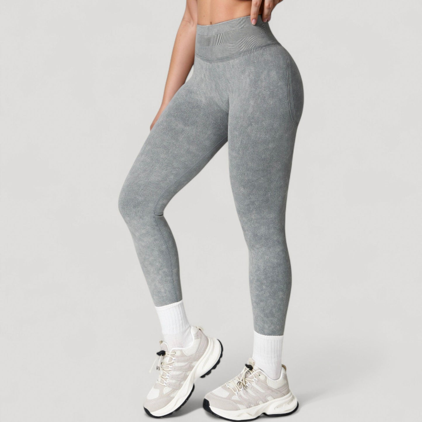 Women's Seamless Ribbed High Waist Full Length Leggings with Compression Fit