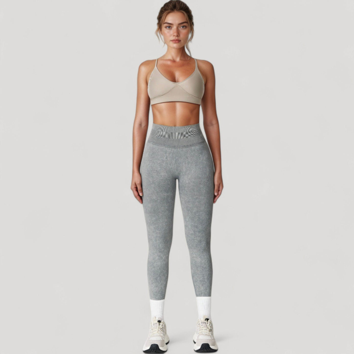 Women's Seamless Ribbed High Waist Full Length Leggings with Compression Fit