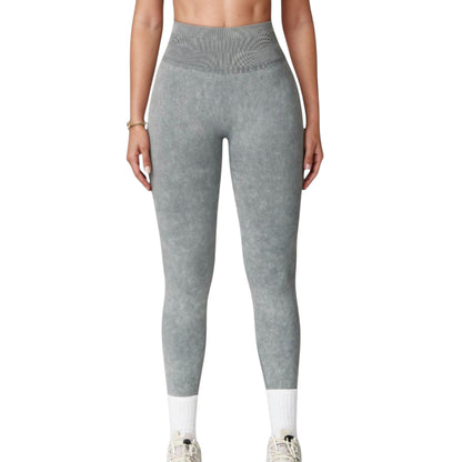 Women's Seamless Ribbed High Waist Full Length Leggings with Compression Fit