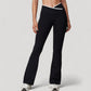 Women's Flare Leg Yoga Pants with Crossover High Waistband and Four-Way Stretch Fabric