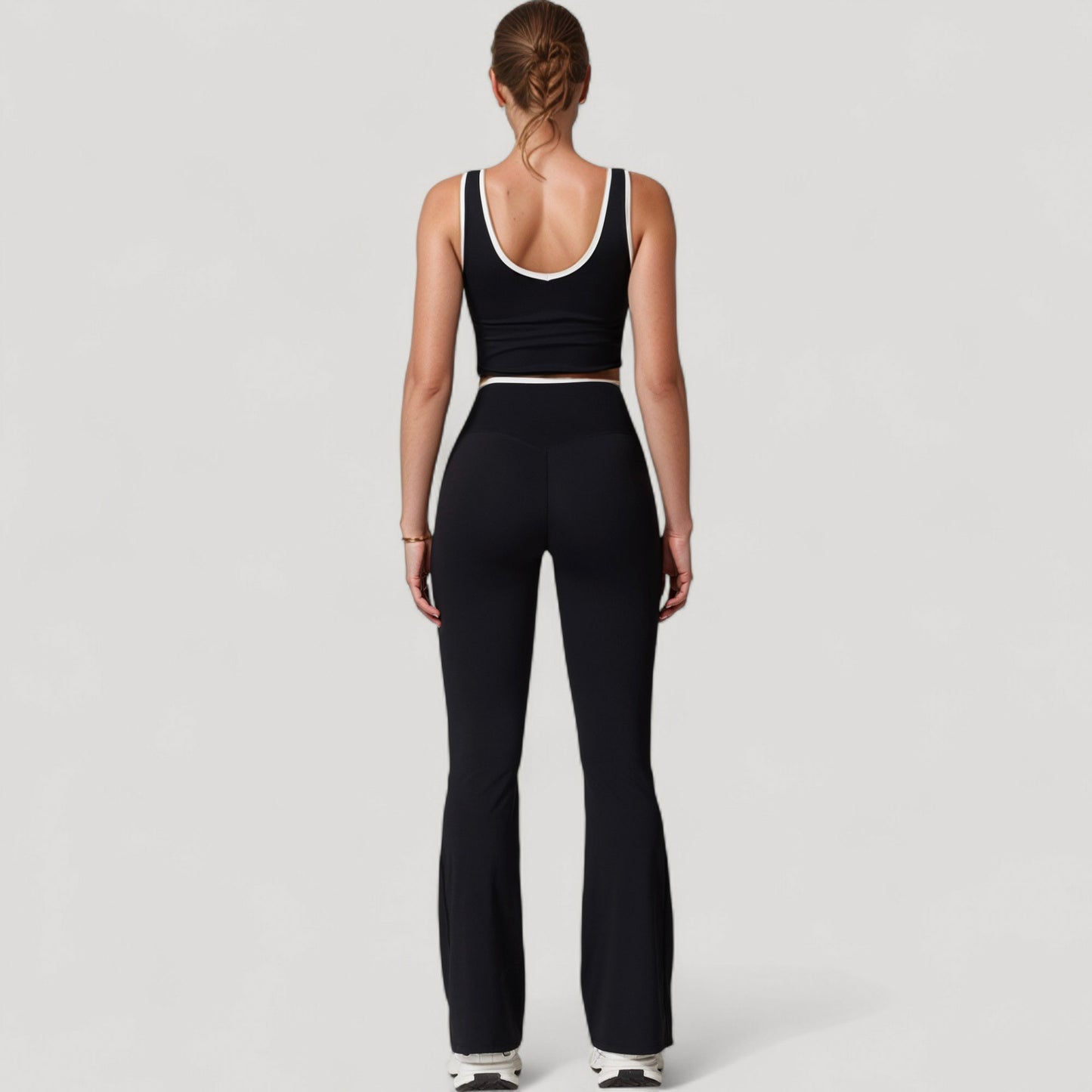 Women's Flare Leg Yoga Pants with Crossover High Waistband and Four-Way Stretch Fabric