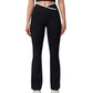 Women's Flare Leg Yoga Pants with Crossover High Waistband and Four-Way Stretch Fabric