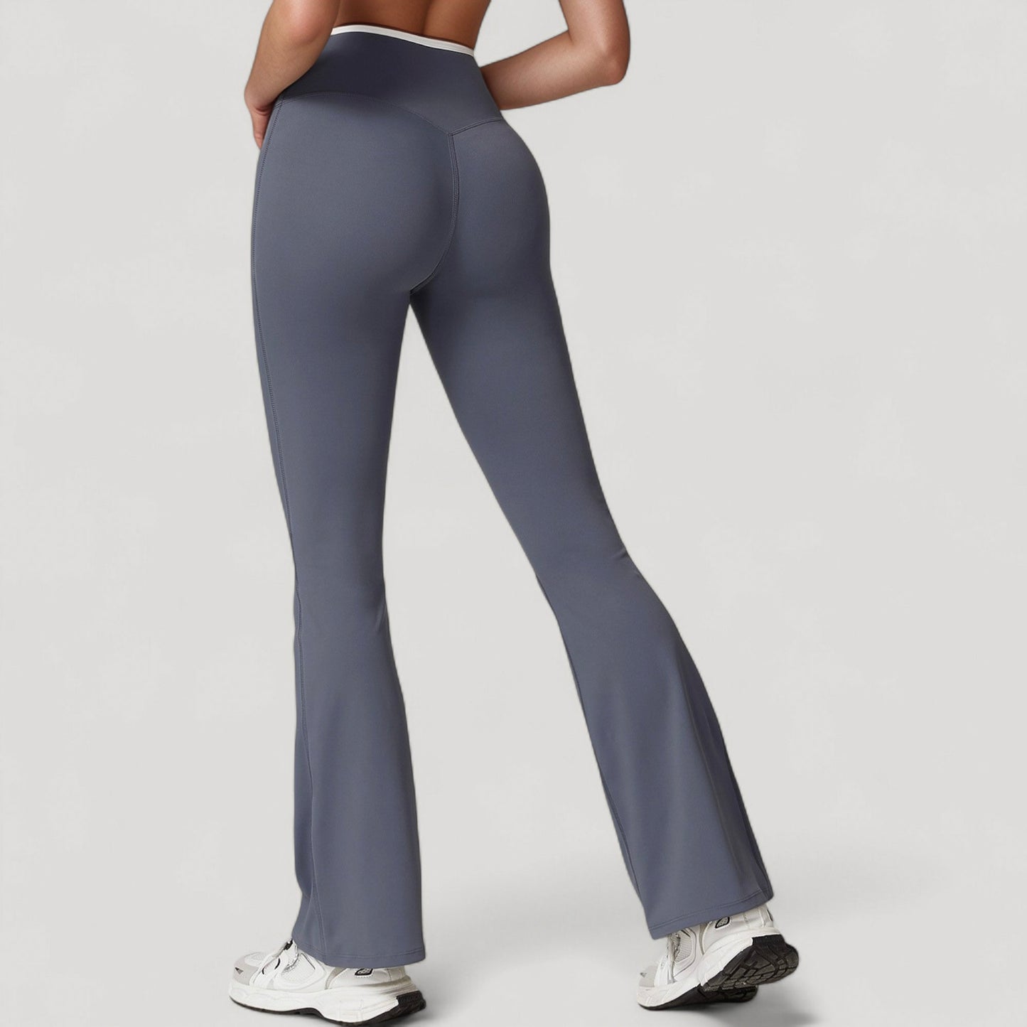 Women's Flare Leg Yoga Pants with Crossover High Waistband and Four-Way Stretch Fabric