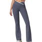 Women's Flare Leg Yoga Pants with Crossover High Waistband and Four-Way Stretch Fabric