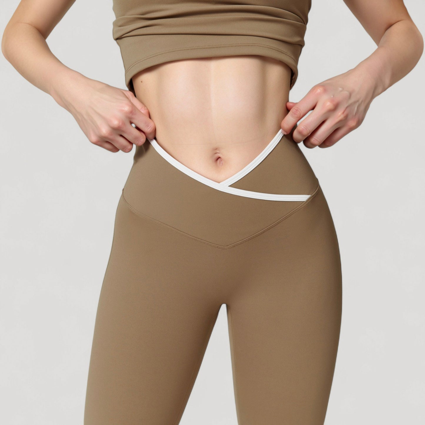 Women's Flare Leg Yoga Pants with Crossover High Waistband and Four-Way Stretch Fabric