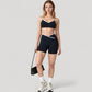 V-Neck Sports Bra with Contrast Trim and Thin Adjustable Straps