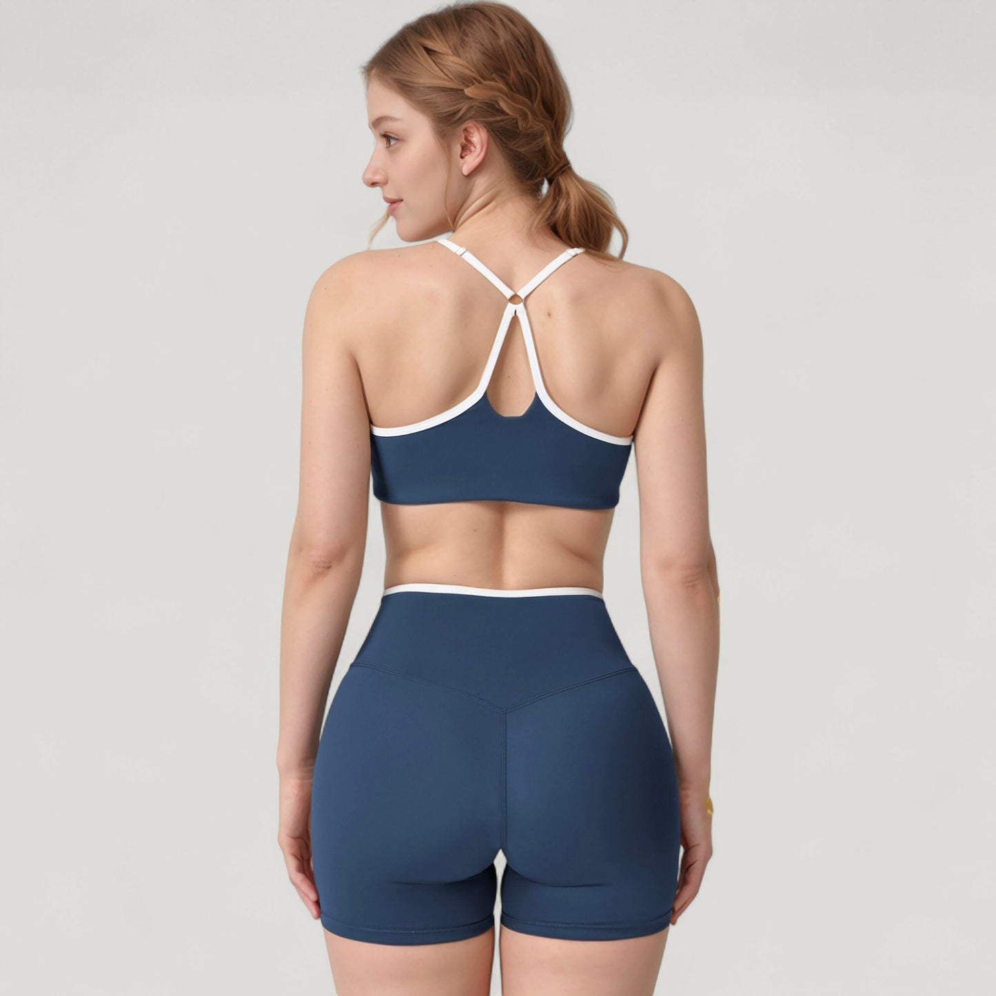 V-Neck Sports Bra with Contrast Trim and Thin Adjustable Straps