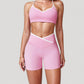 V-Neck Sports Bra with Contrast Trim and Thin Adjustable Straps