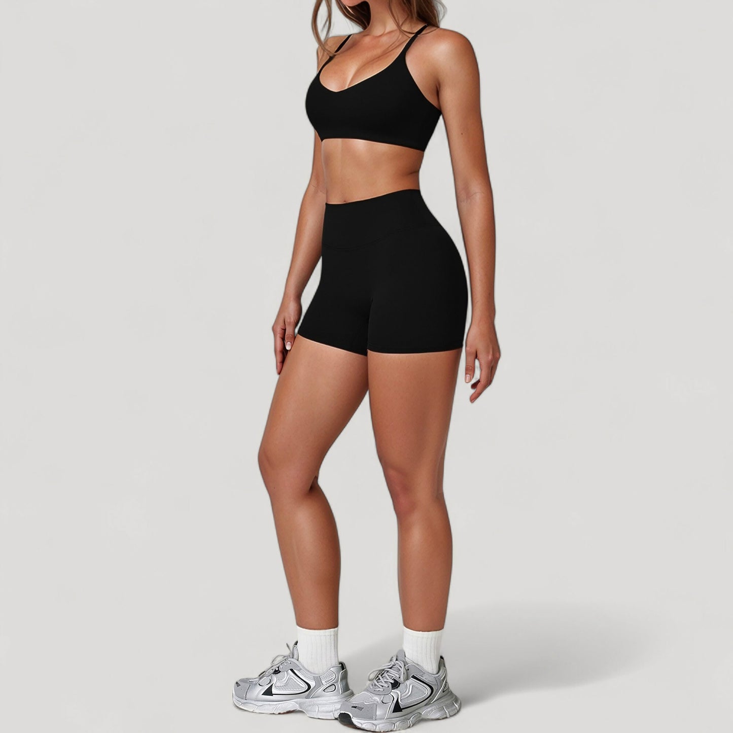 Scoop Neck Sports Bra with Adjustable Straps and Smooth Stretch Fit