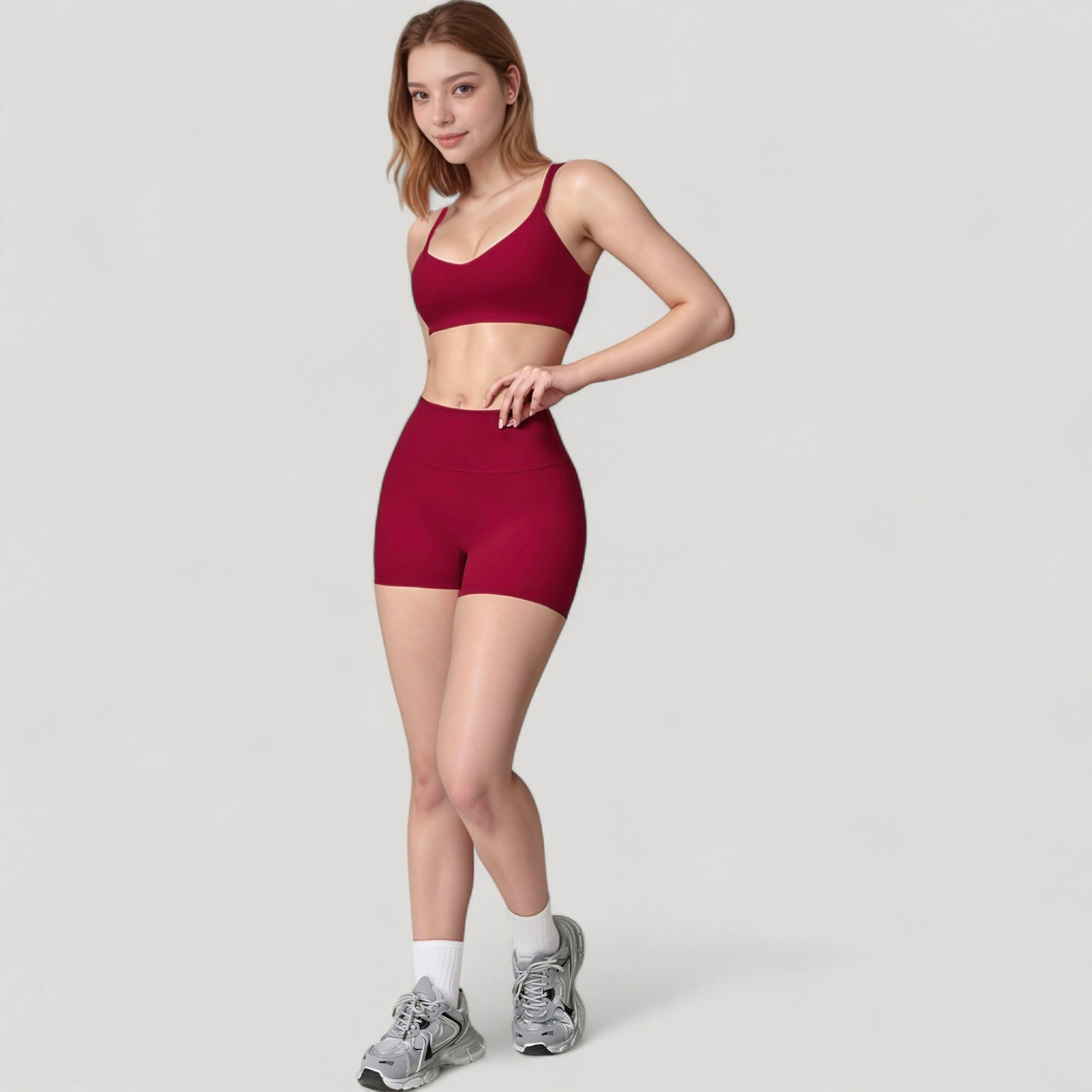 Scoop Neck Sports Bra with Adjustable Straps and Smooth Stretch Fit