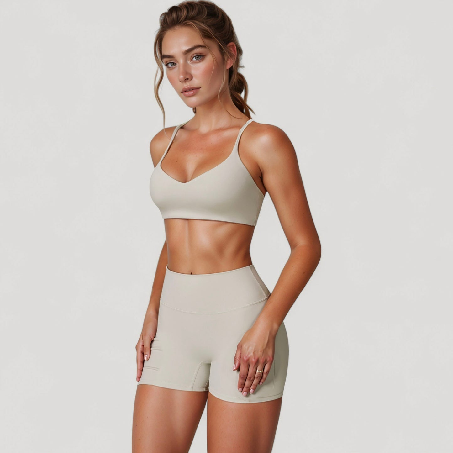 Scoop Neck Sports Bra with Adjustable Straps and Smooth Stretch Fit