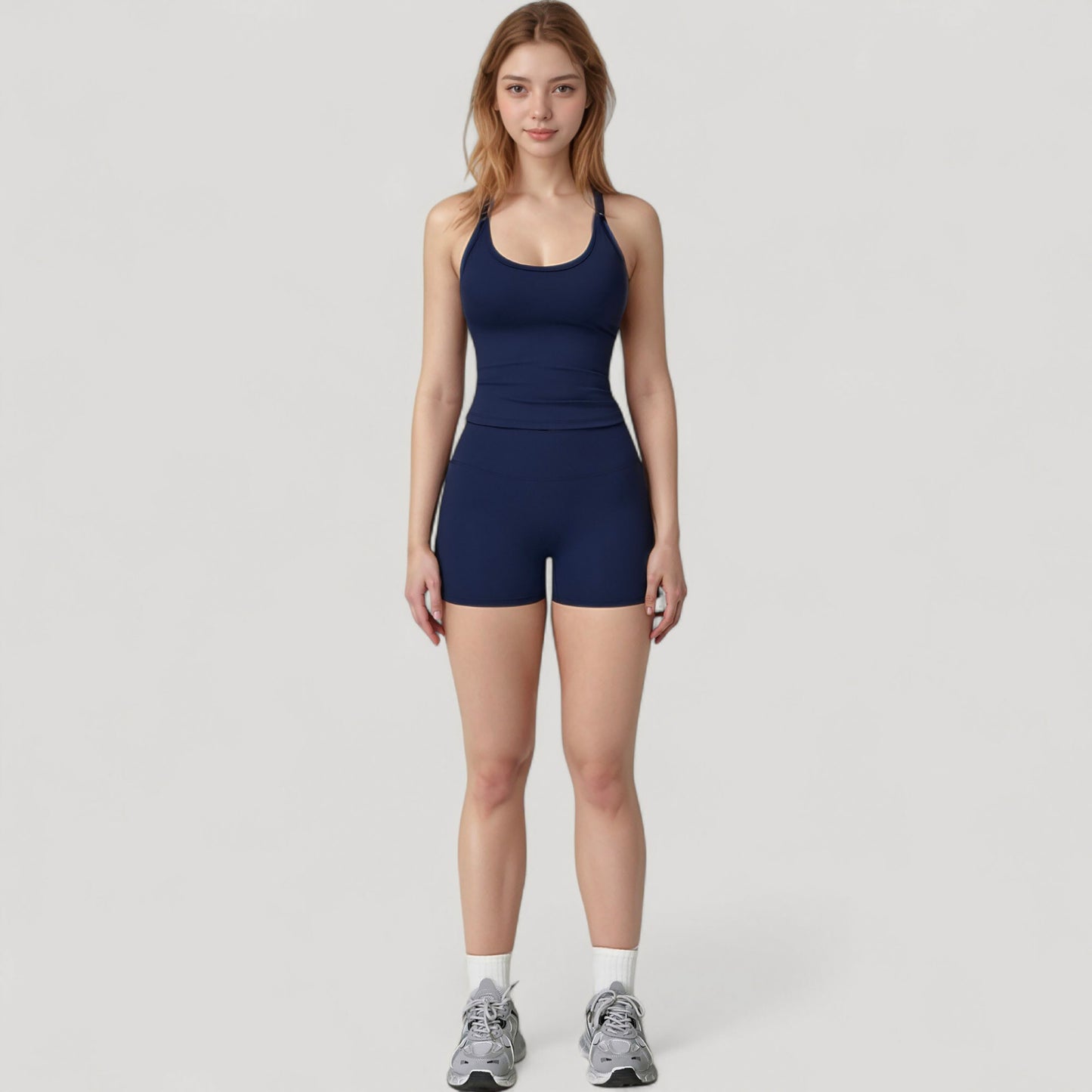 Scoop Neck Sports Bra with Adjustable Straps and Smooth Stretch Fit