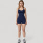 Scoop Neck Sports Bra with Adjustable Straps and Smooth Stretch Fit