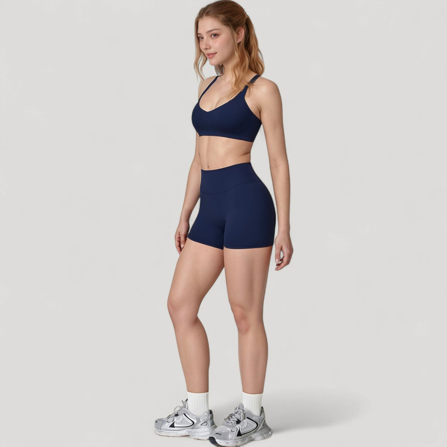 Scoop Neck Sports Bra with Adjustable Straps and Smooth Stretch Fit