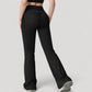 Drawstring Ruched Waist Flared Leg Pants Stretch Fabric Active Yoga Lounge Bottoms